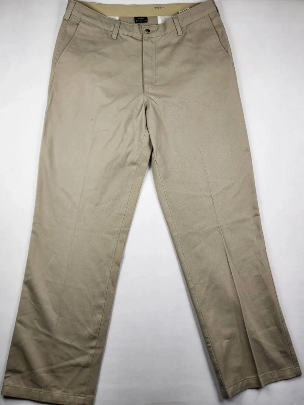 Wrangler Riata Mens 35x32 Khaki Tan 100% Cotton Western Pants 94KH Pleated Flaw
